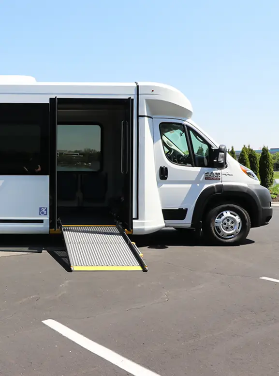 Handicap accessible vehicles in Jacksonville white wheelchair accessible bus